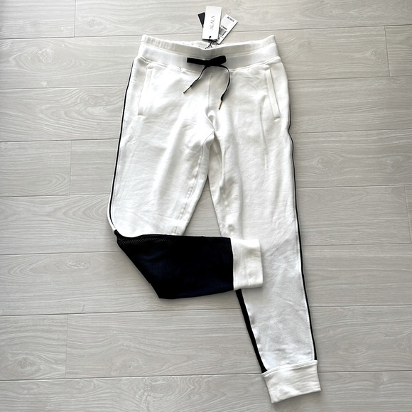 Alala Ivory Sweatpants w/ Black Piping & Mesh - Picture 1 of 13